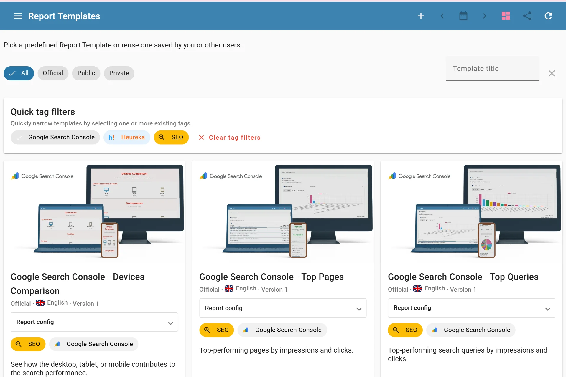 Listing available SEO Report Templates Listing available SEO Report Templates